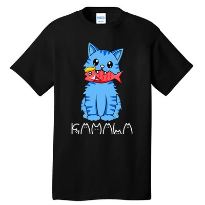 Kamala Cat Eat Fish Funny Harris Trump 2024 Tall T-Shirt