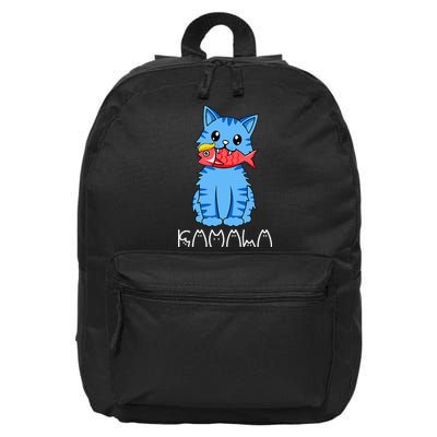 Kamala Cat Eat Fish Funny Harris Trump 2024 16 in Basic Backpack