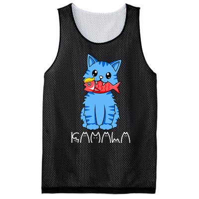 Kamala Cat Eat Fish Funny Harris Trump 2024 Mesh Reversible Basketball Jersey Tank