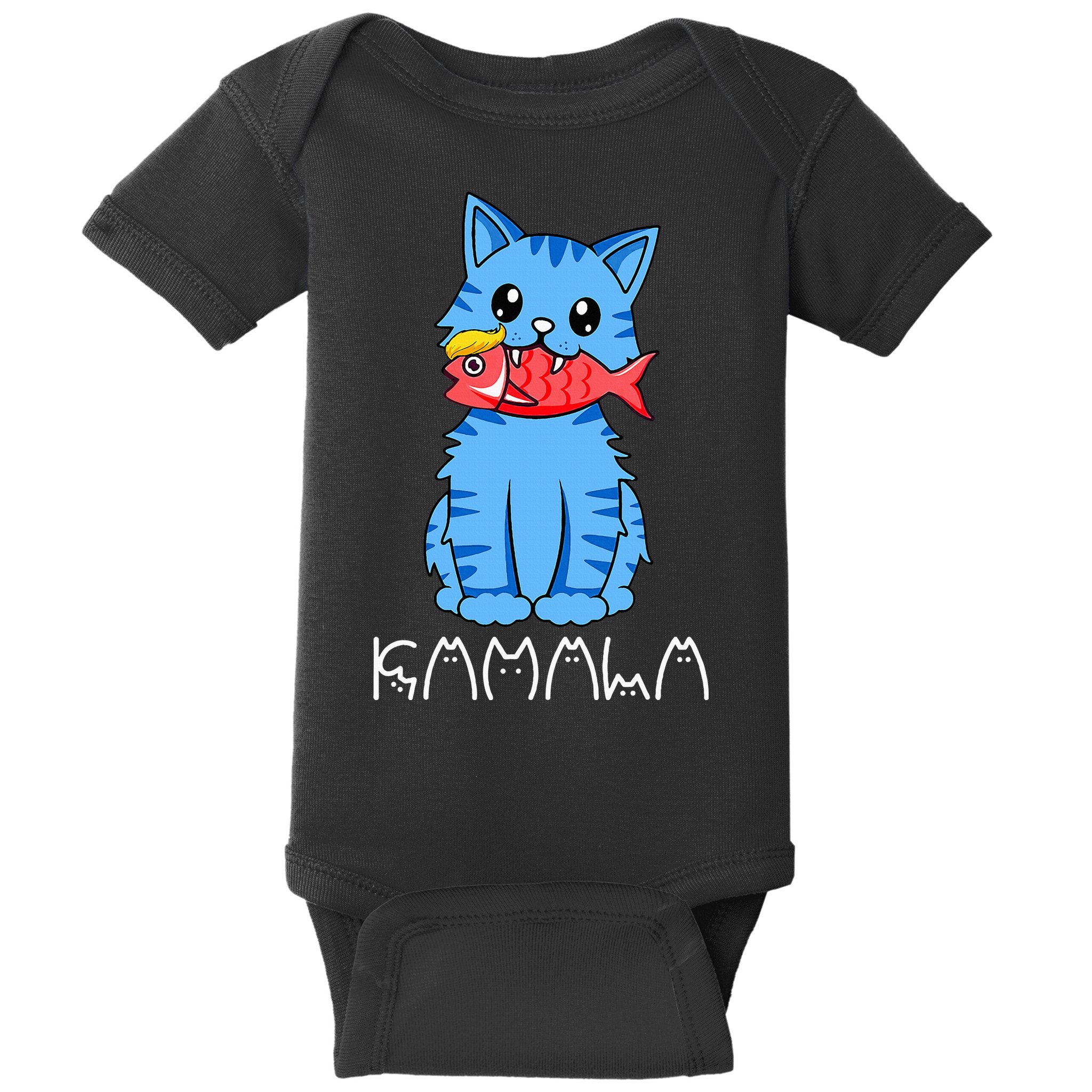 Kamala Cat Eat Fish Funny Harris Trump 2024 Baby Bodysuit
