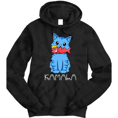 Kamala Cat Eat Fish Funny Harris Trump 2024 Tie Dye Hoodie