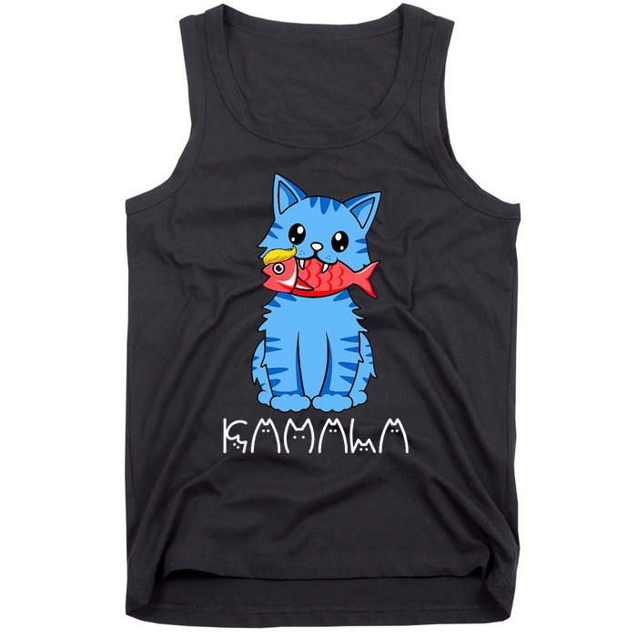 Kamala Cat Eat Fish Funny Harris Trump 2024 Tank Top