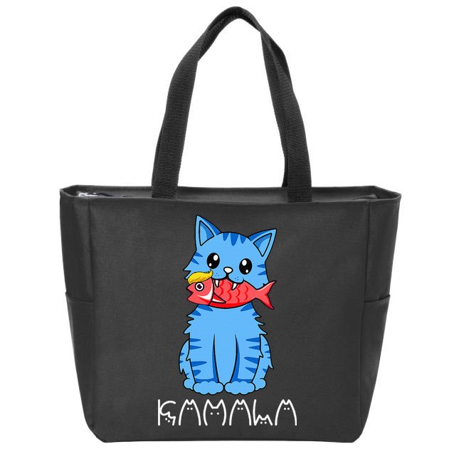 Kamala Cat Eat Fish Funny Harris Trump 2024 Zip Tote Bag