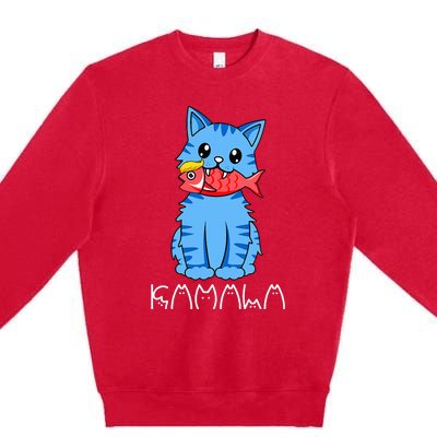 Kamala Cat Eat Fish Funny Harris Trump 2024 Premium Crewneck Sweatshirt