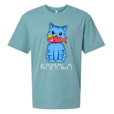 Kamala Cat Eat Fish Funny Harris Trump 2024 Sueded Cloud Jersey T-Shirt