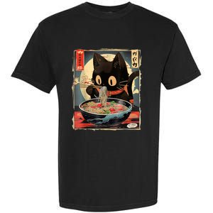 Kawaii Cat Eating Ramen Noodles Anime Gift Teens Garment-Dyed Heavyweight T-Shirt