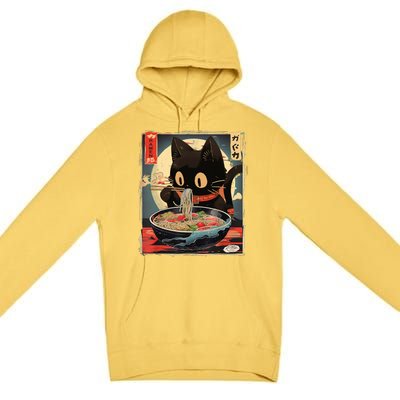 Kawaii Cat Eating Ramen Noodles Anime Gift Girl Teens Premium Pullover Hoodie