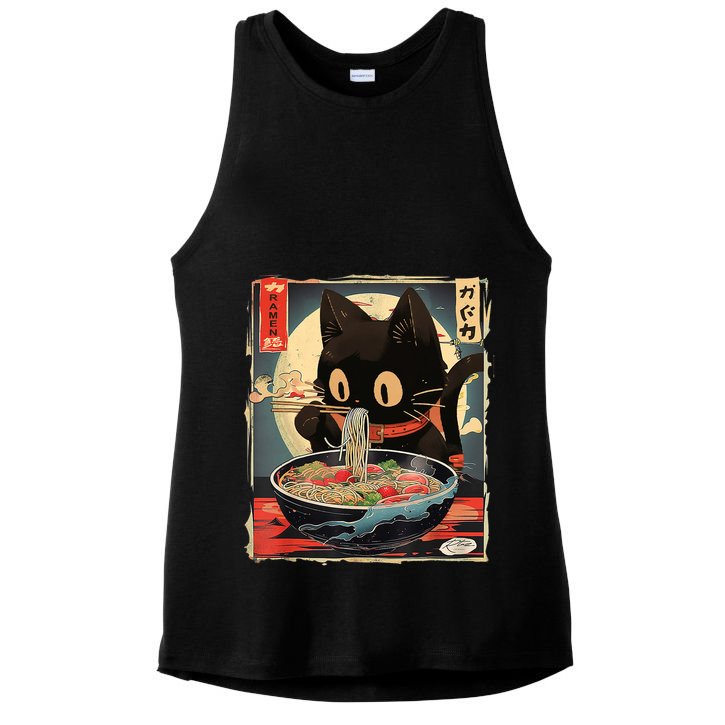 Kawaii Cat Eating Ramen Noodles Anime Gift Girl Teens Ladies PosiCharge Tri-Blend Wicking Tank