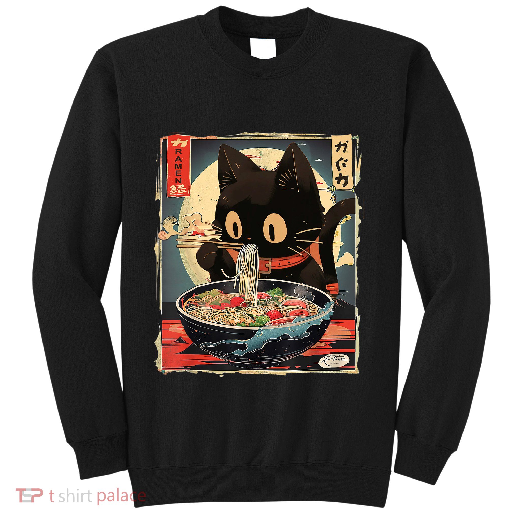 Kawaii Cat Eating Ramen Noodles Anime Gift Girl Teens Sweatshirt
