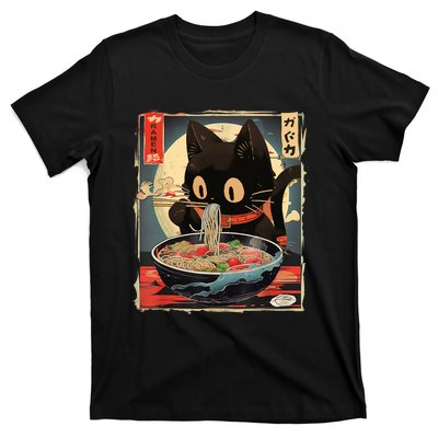 Kawaii Cat Eating Ramen Noodles Anime Gift Girl Teens T-Shirt