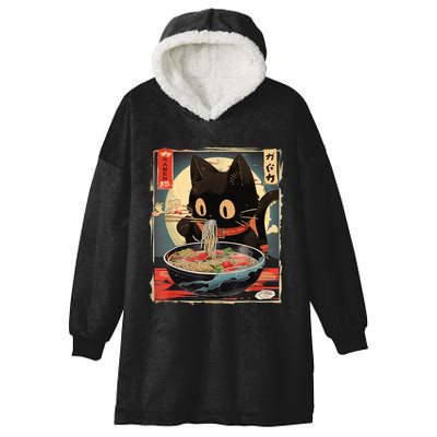 Kawaii Cat Eating Ramen Noodles Anime Gift Girl Teens Hooded Wearable Blanket