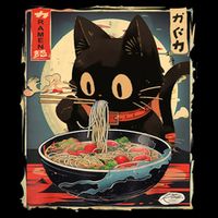 Kawaii Cat Eating Ramen Noodles Anime Gift Girl Teens 16 in Basic Backpack