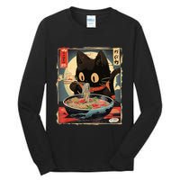 Kawaii Cat Eating Ramen Noodles Anime Gift Girl Teens Tall Long Sleeve T-Shirt