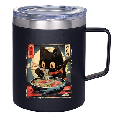 Kawaii Cat Eating Ramen Noodles Anime Gift Girl Teens 12oz Stainless Steel Coffee Mug