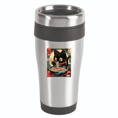 Kawaii Cat Eating Ramen Noodles Anime Gift Girl Teens 16oz Travel Tumbler