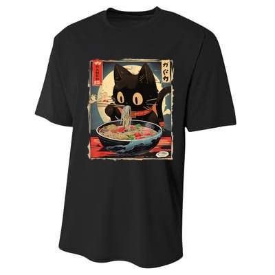 Kawaii Cat Eating Ramen Noodles Anime Gift Girl Teens Performance Sprint T-Shirt