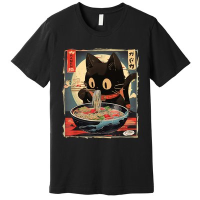 Kawaii Cat Eating Ramen Noodles Anime Gift Girl Teens Premium T-Shirt