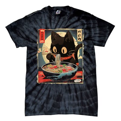 Kawaii Cat Eating Ramen Noodles Anime Gift Girl Teens Tie-Dye T-Shirt