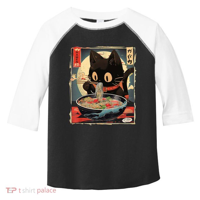 Kawaii Cat Eating Ramen Noodles Anime Gift Girl Teens Toddler Fine Jersey T-Shirt