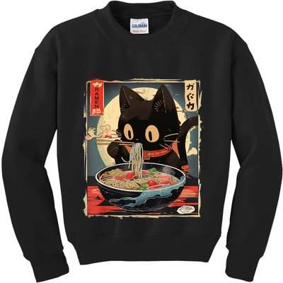 Kawaii Cat Eating Ramen Noodles Anime Gift Girl Teens Kids Sweatshirt