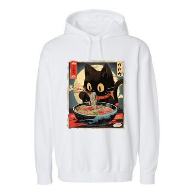 Kawaii Cat Eating Ramen Noodles Anime Gift Girl Teens Garment-Dyed Fleece Hoodie