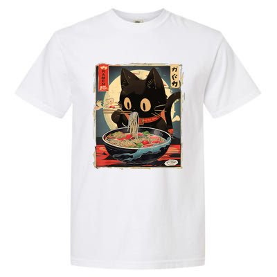 Kawaii Cat Eating Ramen Noodles Anime Gift Girl Teens Garment-Dyed Heavyweight T-Shirt