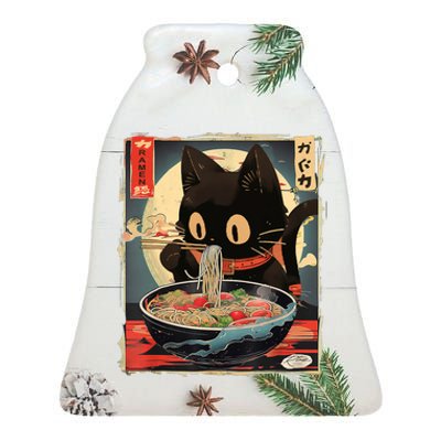 Kawaii Cat Eating Ramen Noodles Anime Gift Girl Teens Ceramic Bell Ornament