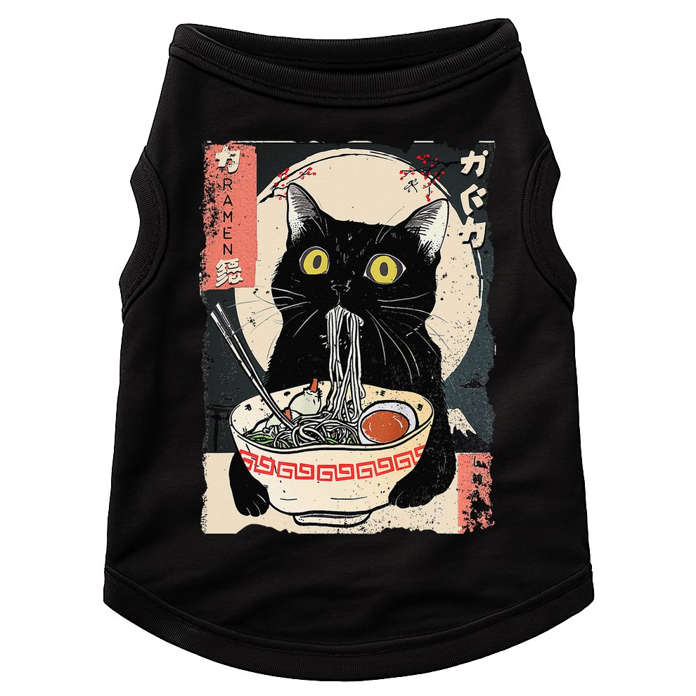 Kawaii Cat Eating Ramen Noodles Funny Anime Gift Doggie Tank