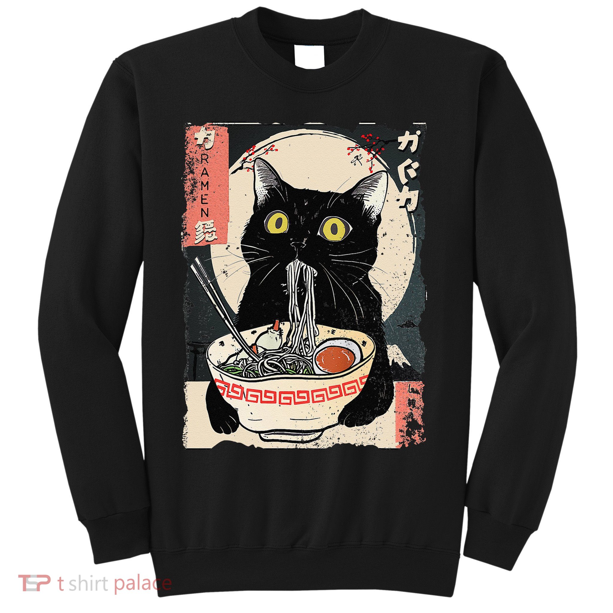 Kawaii Cat Eating Ramen Noodles Funny Anime Gift Sweatshirt