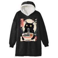 Kawaii Cat Eating Ramen Noodles Funny Anime Gift Hooded Wearable Blanket