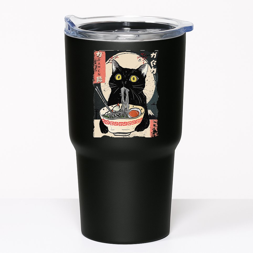 Kawaii Cat Eating Ramen Noodles Funny Anime Gift Tumbler