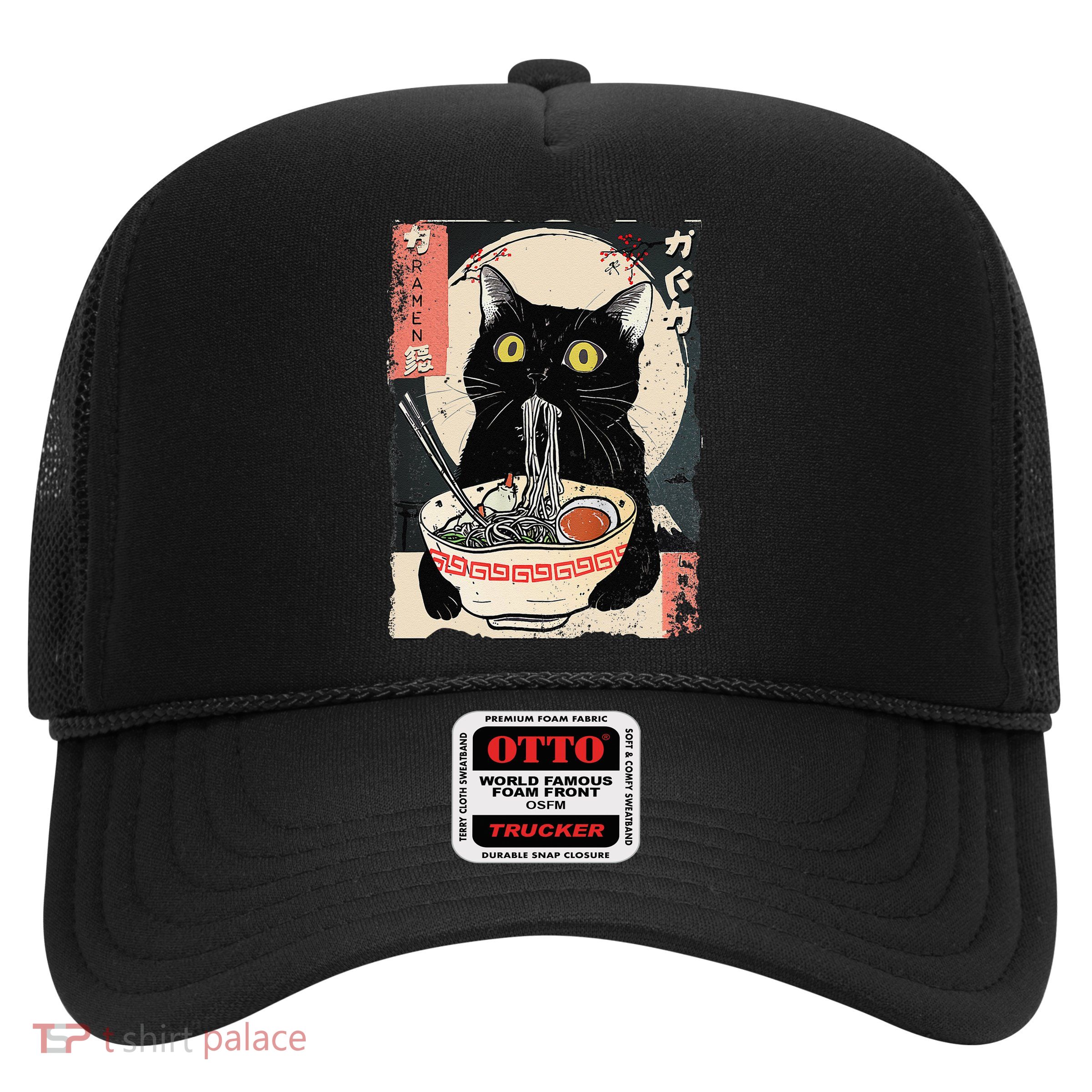Kawaii Cat Eating Ramen Noodles Funny Anime Gift Trucker Hat