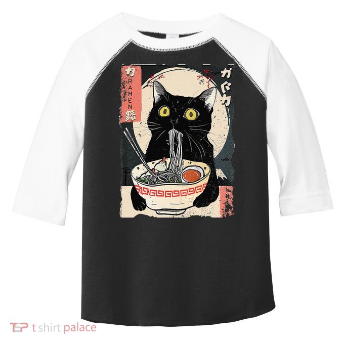 Kawaii Cat Eating Ramen Noodles Funny Anime Gift Toddler Fine Jersey T-Shirt