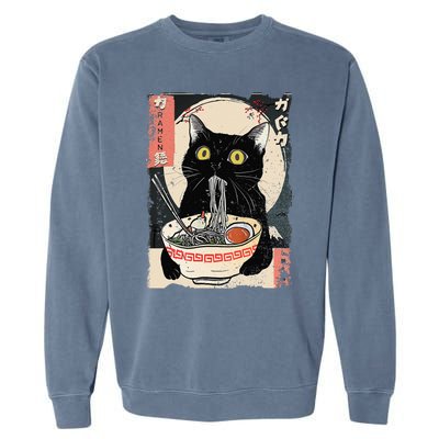 Kawaii Cat Eating Ramen Noodles Funny Anime Gift Garment-Dyed Sweatshirt