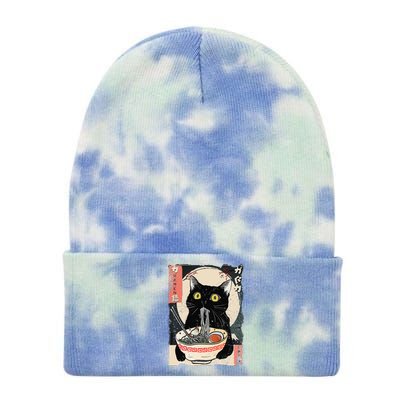 Kawaii Cat Eating Ramen Noodles Funny Anime Gift Tie Dye 12in Knit Beanie