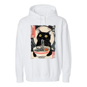 Kawaii Cat Eating Ramen Noodles Funny Anime Gift Garment-Dyed Fleece Hoodie