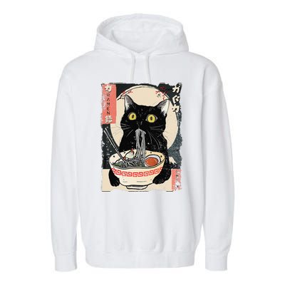 Kawaii Cat Eating Ramen Noodles Funny Anime Gift Garment-Dyed Fleece Hoodie