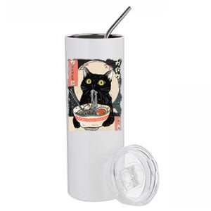 Kawaii Cat Eating Ramen Noodles Funny Anime Gift Stainless Steel Tumbler