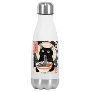 Kawaii Cat Eating Ramen Noodles Funny Anime Gift Stainless Steel Insulated Water Bottle