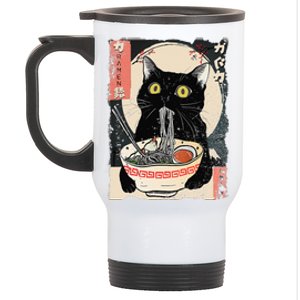 Kawaii Cat Eating Ramen Noodles Funny Anime Gift Stainless Steel Travel Mug