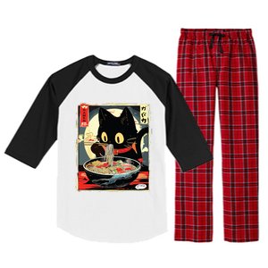 Kawaii Cat Eating Ramen Noodles Anime Gift Girl Raglan Sleeve Pajama Set