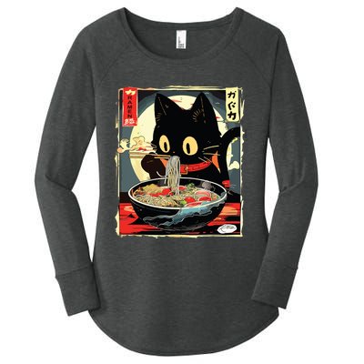 Kawaii Cat Eating Ramen Noodles Anime Gift Girl Women's Perfect Tri Tunic Long Sleeve Shirt