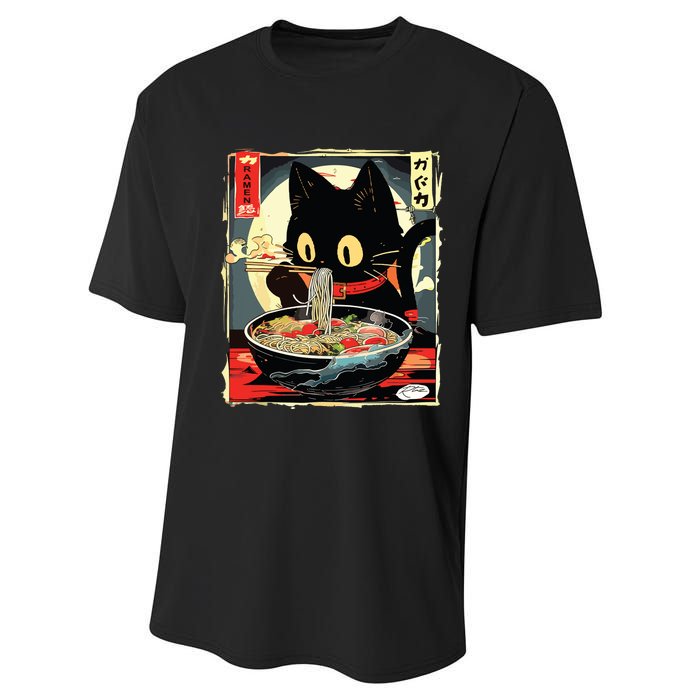 Kawaii Cat Eating Ramen Noodles Anime Gift Girl Performance Sprint T-Shirt