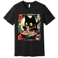 Kawaii Cat Eating Ramen Noodles Anime Gift Girl Premium T-Shirt