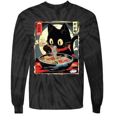 Kawaii Cat Eating Ramen Noodles Anime Gift Girl Tie-Dye Long Sleeve Shirt