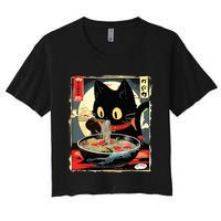 Kawaii Cat Eating Ramen Noodles Anime Gift Girl Women's Crop Top Tee