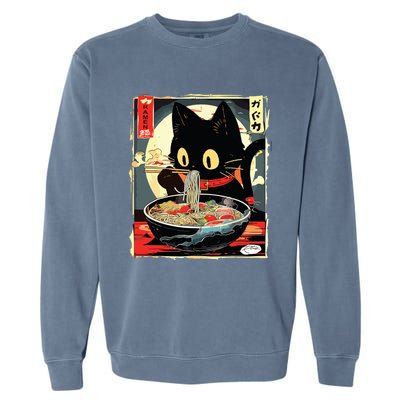 Kawaii Cat Eating Ramen Noodles Anime Gift Girl Garment-Dyed Sweatshirt