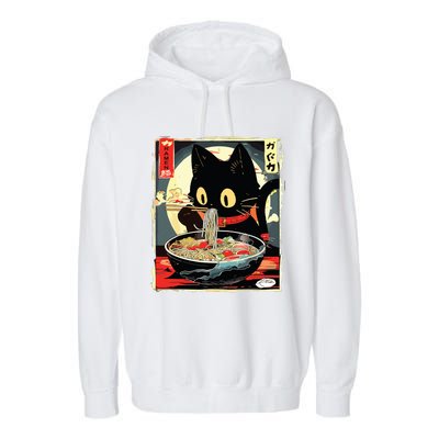 Kawaii Cat Eating Ramen Noodles Anime Gift Girl Garment-Dyed Fleece Hoodie