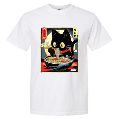 Kawaii Cat Eating Ramen Noodles Anime Gift Girl Garment-Dyed Heavyweight T-Shirt