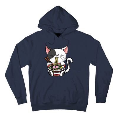 Kawaii Cat Eating Ramen Noodles Japanese Funny Anime Neko Tall Hoodie